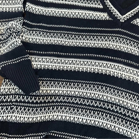 VINCE NAVY/WHITE CONTRAST STITCH SWEATER SIZE  Small 100% Cotton Q0483 - Picture 4 of 8